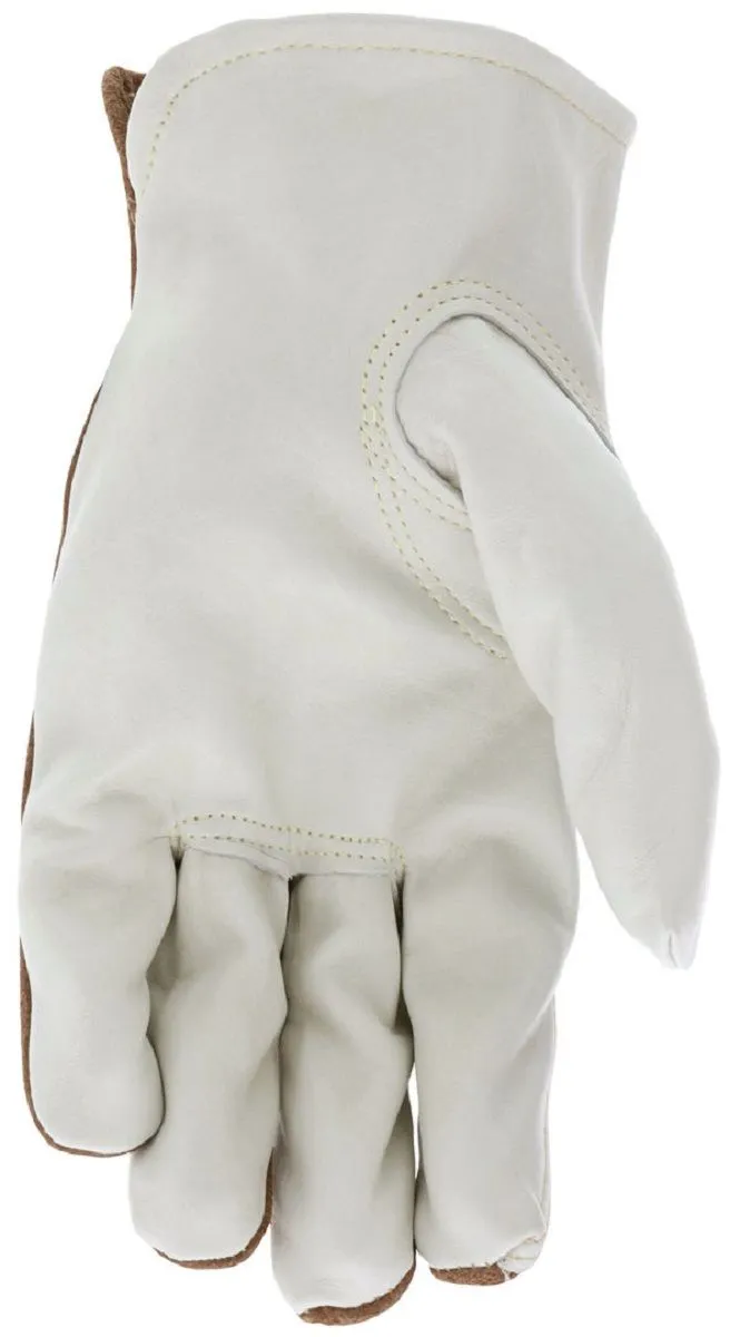 MCR Safety 3204 Select Grade Grain Palm, Leather Drivers Work Gloves, Beige, Box of 12 Pairs