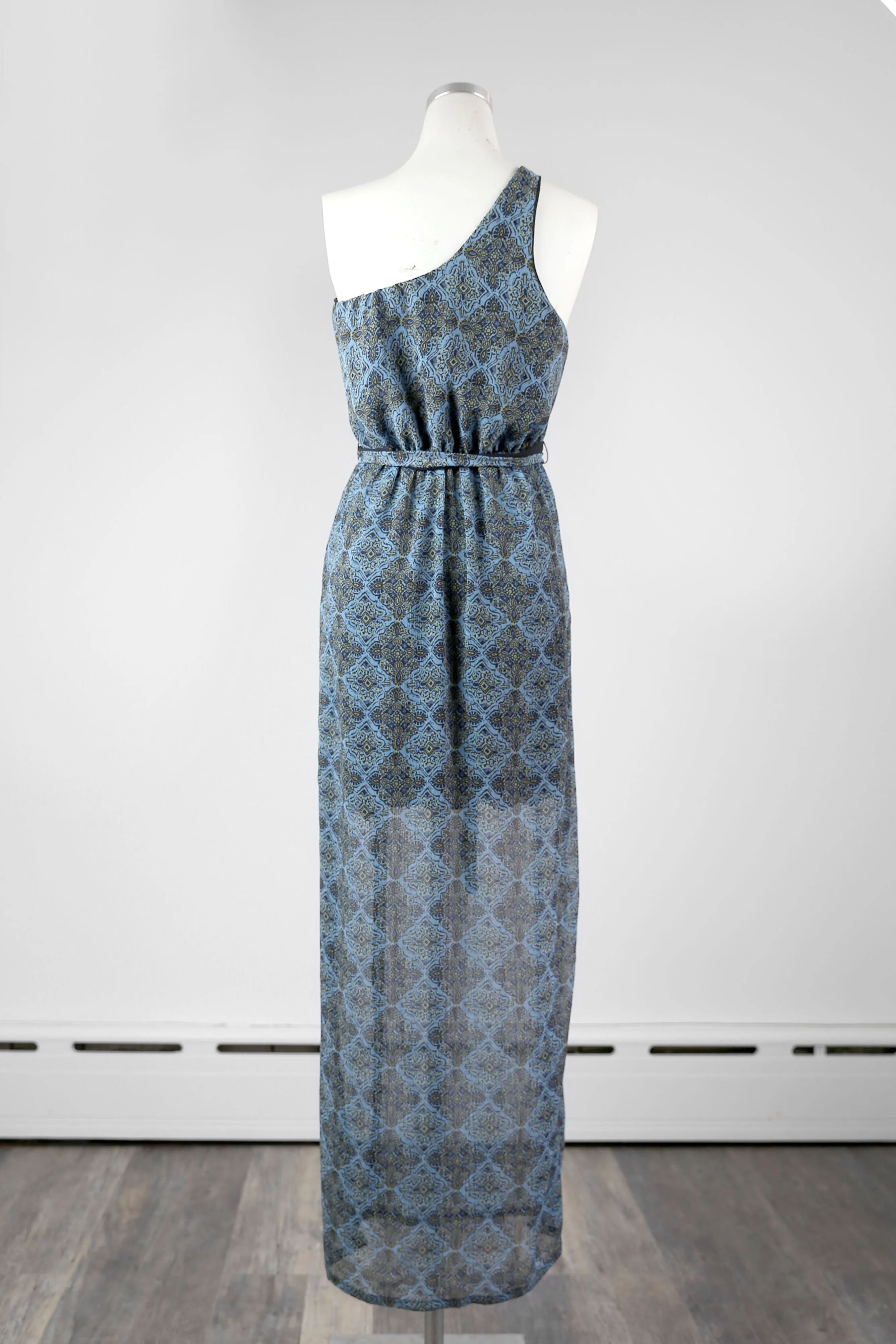 Moroccan Print One Shoulder Maxi Dress