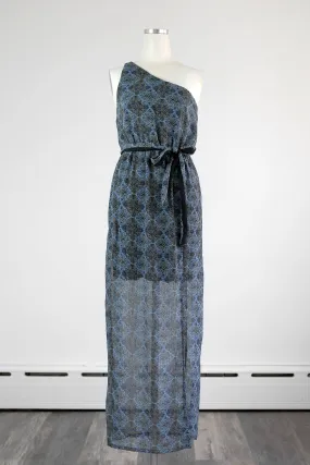 Moroccan Print One Shoulder Maxi Dress