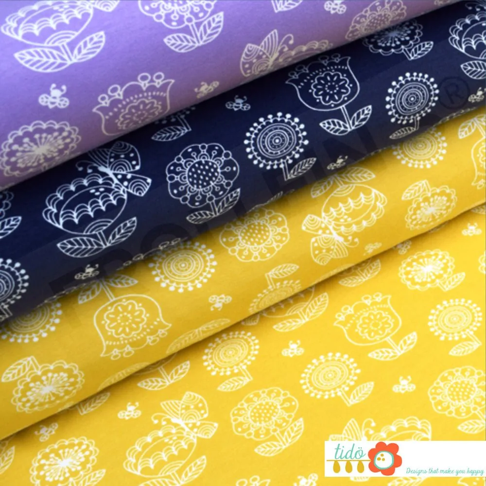 Organic Cotton Jersey - Blomaengen - Navy