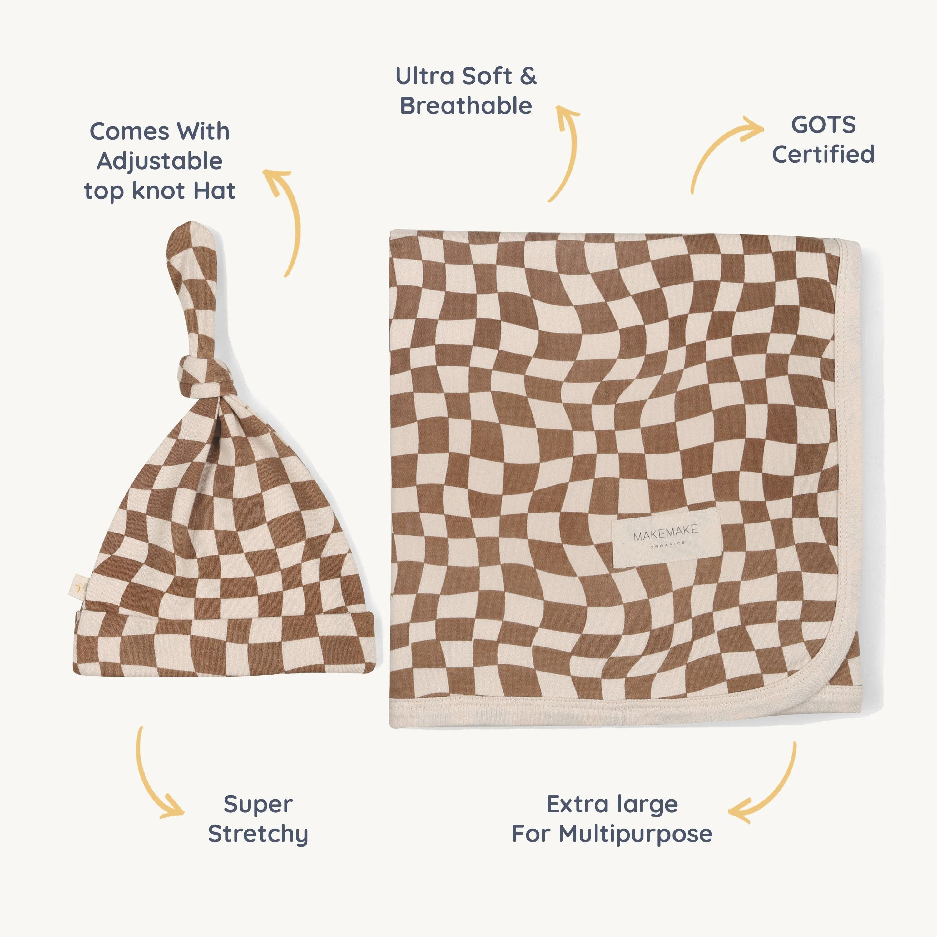 Organic Swaddle Blanket & Hat | Groovy
