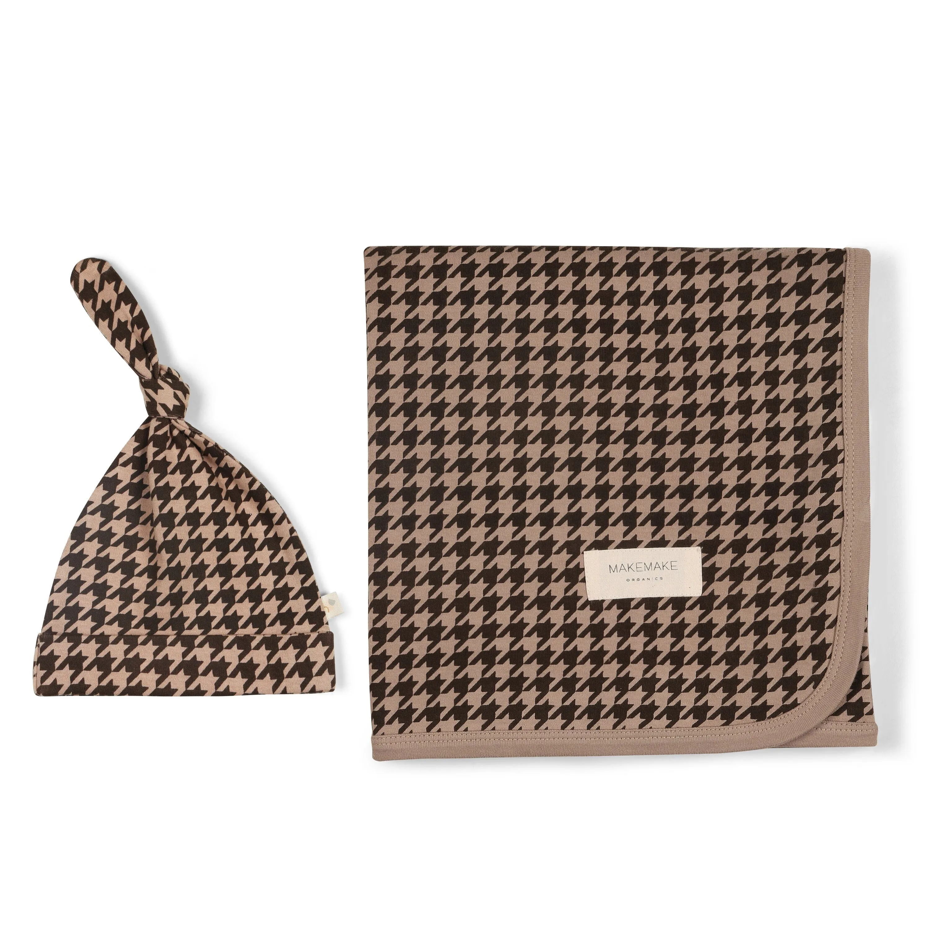 Organic Swaddle Blanket & Hat | Houndstooth