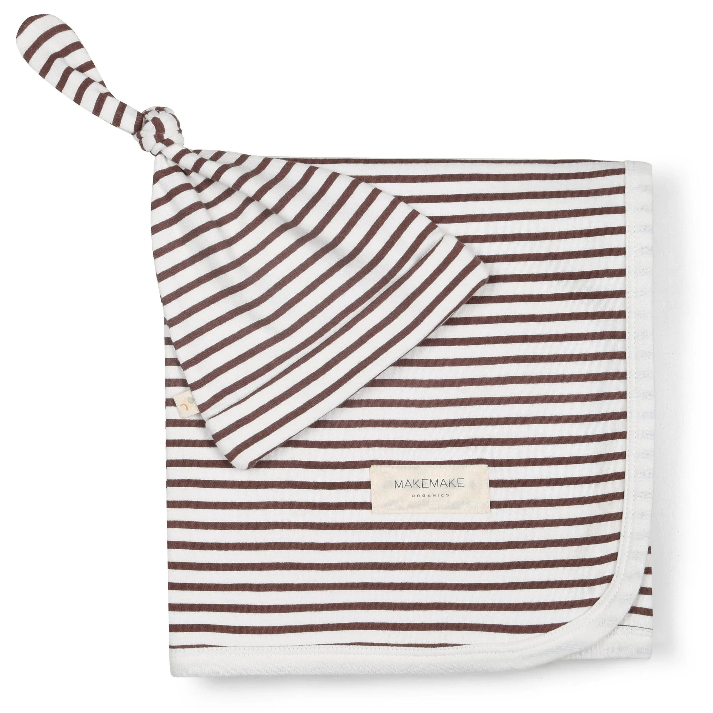 Organic Swaddle Blanket & Hat | Plum Stripes