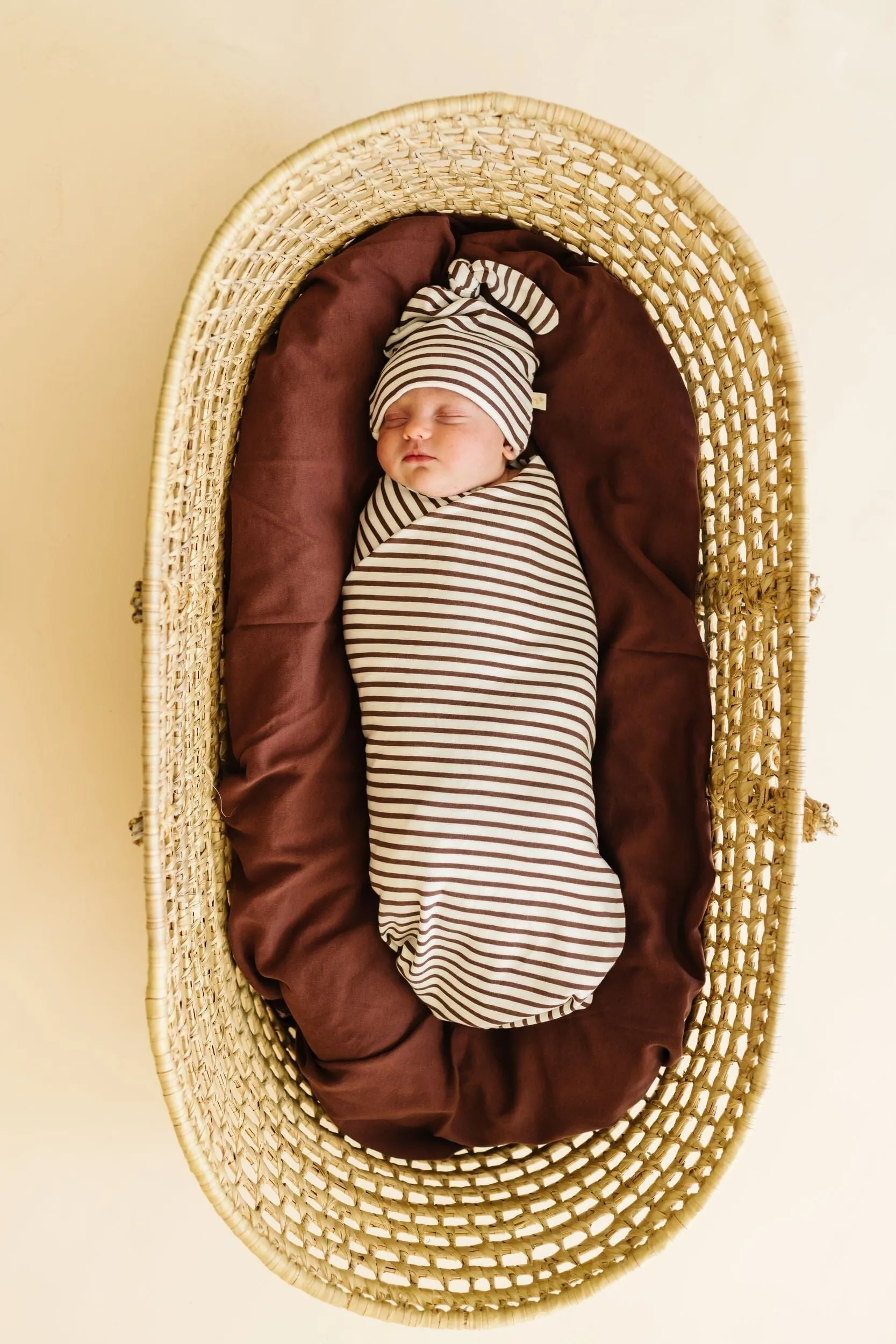 Organic Swaddle Blanket & Hat | Plum Stripes