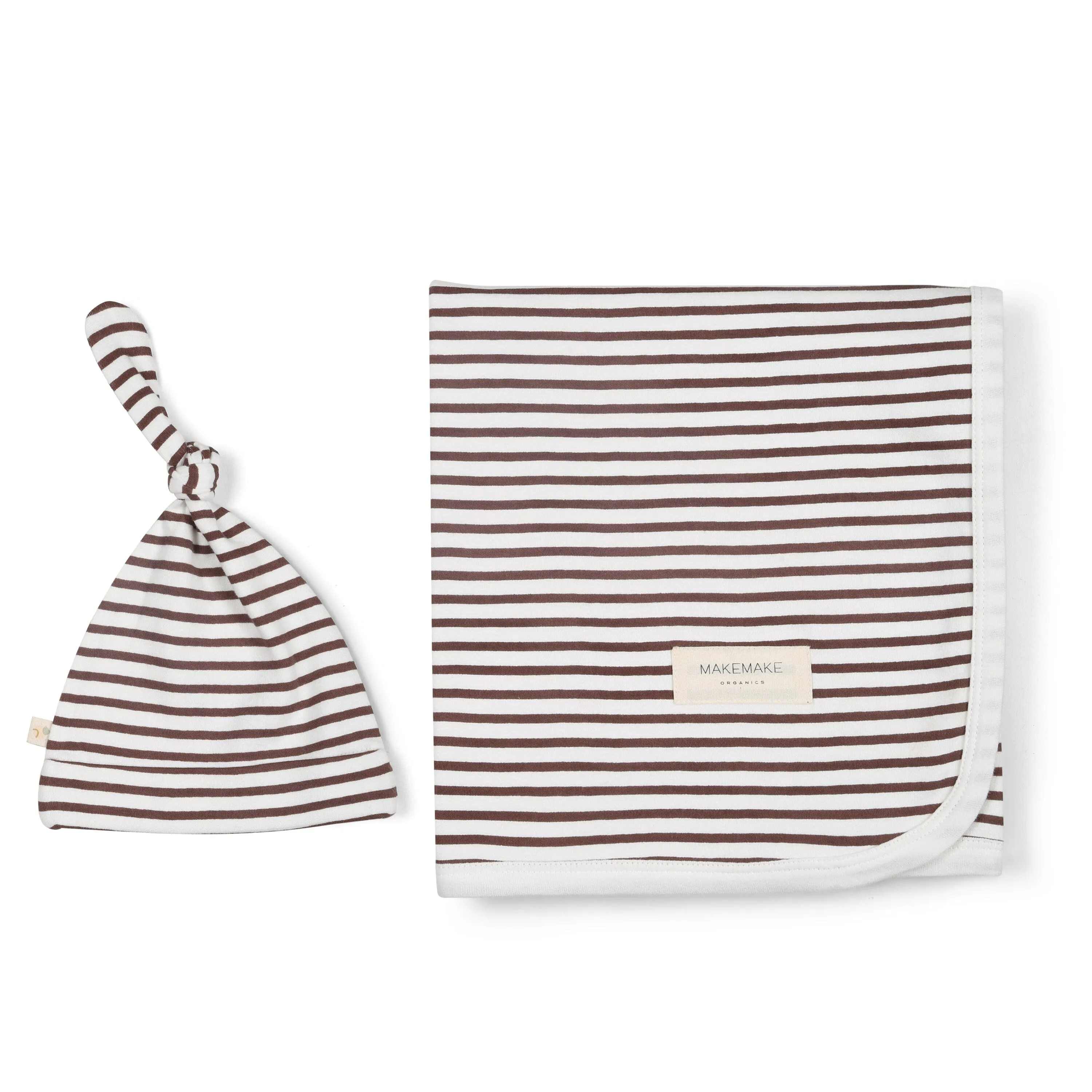 Organic Swaddle Blanket & Hat | Plum Stripes