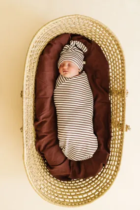Organic Swaddle Blanket & Hat | Plum Stripes