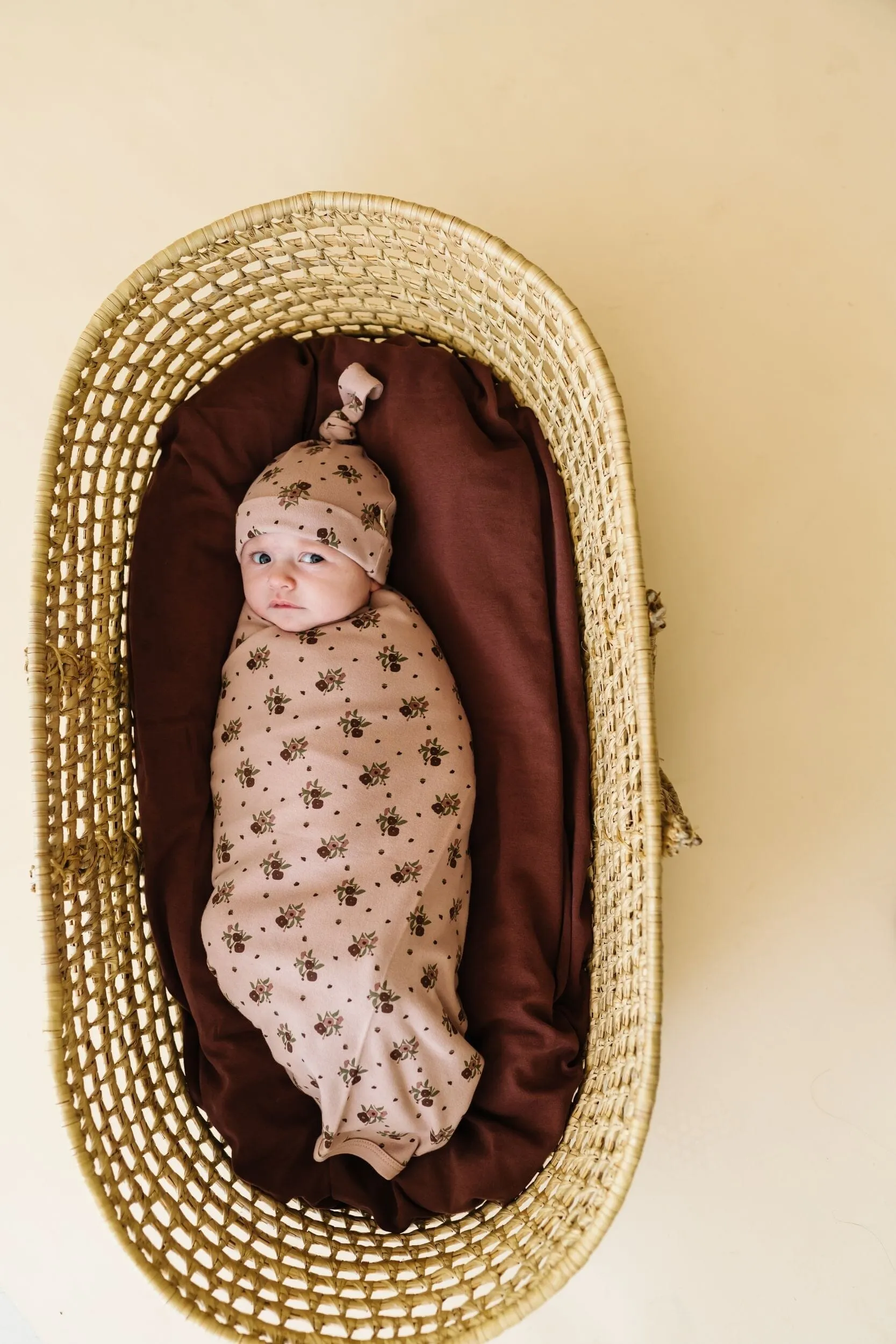 Organic Swaddle Blanket & Hat | Rose Ditsy