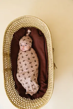 Organic Swaddle Blanket & Hat | Rose Ditsy
