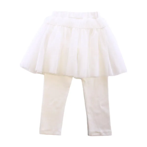 Pearl Trim Mesh Skeggings - White