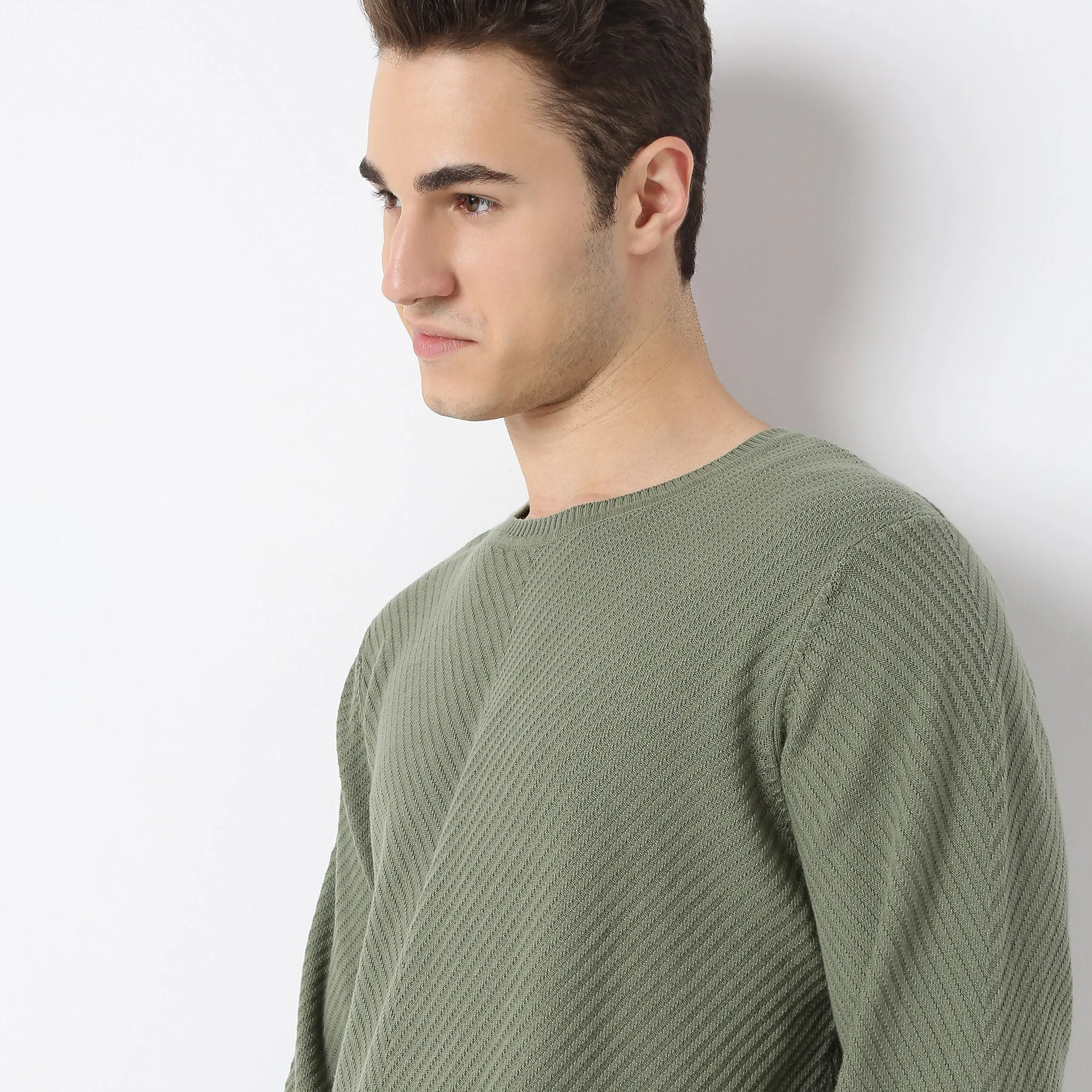 Regular Fit Structured Flat Knit Sweater