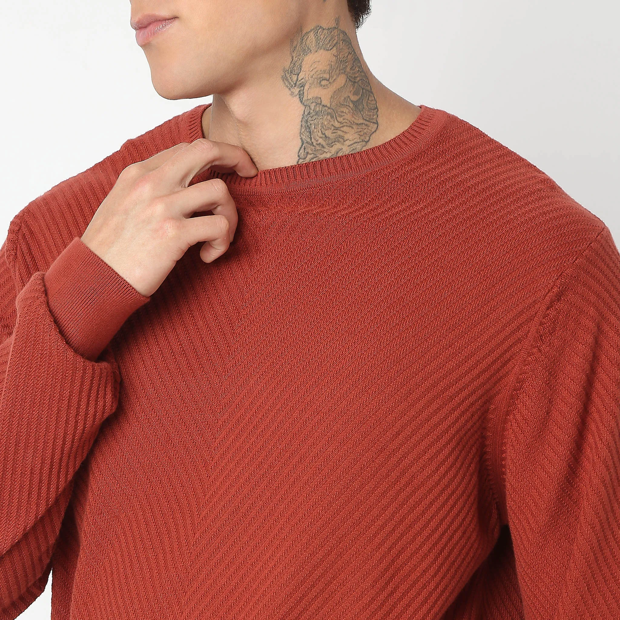 Regular Fit Structured Flat Knit Sweater