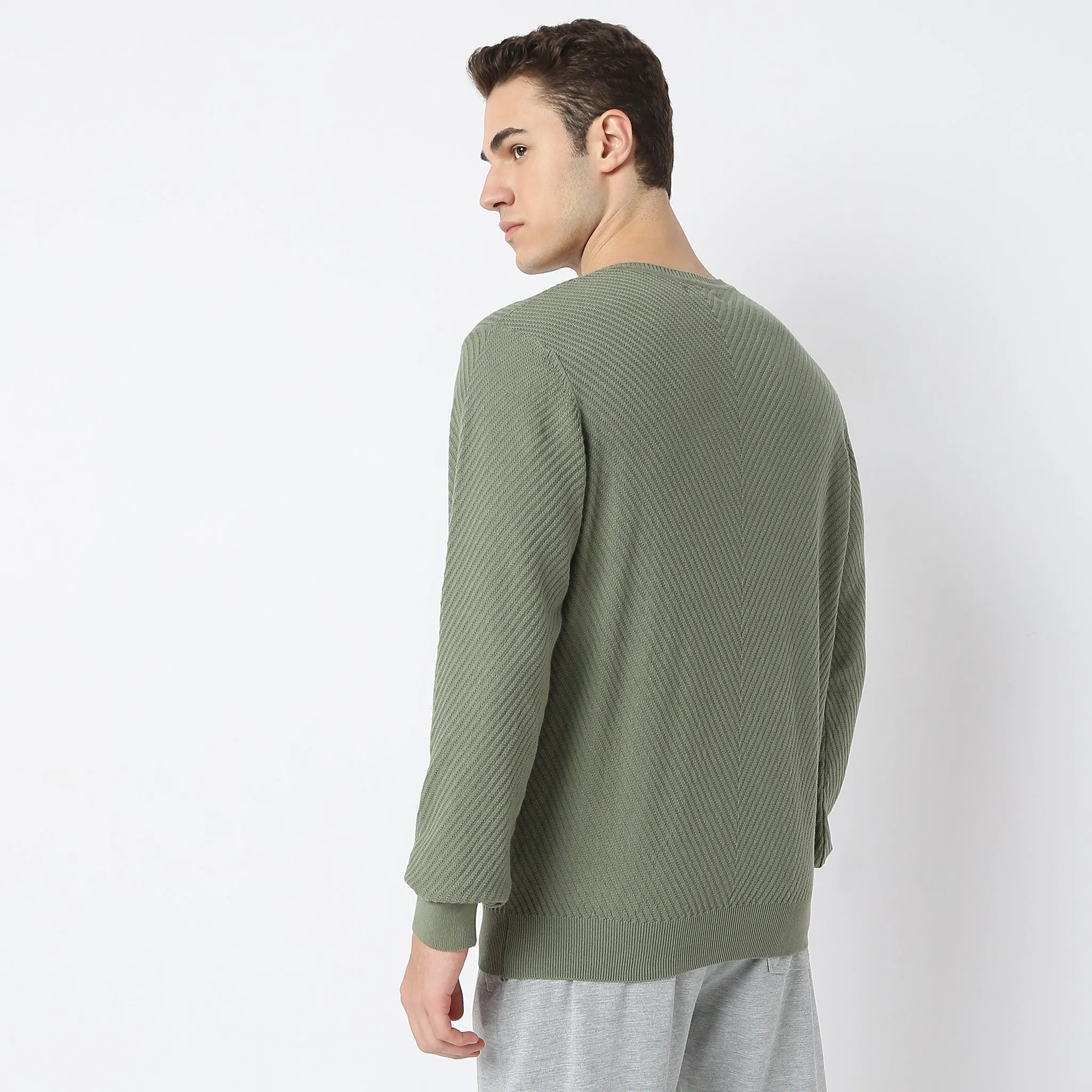 Regular Fit Structured Flat Knit Sweater