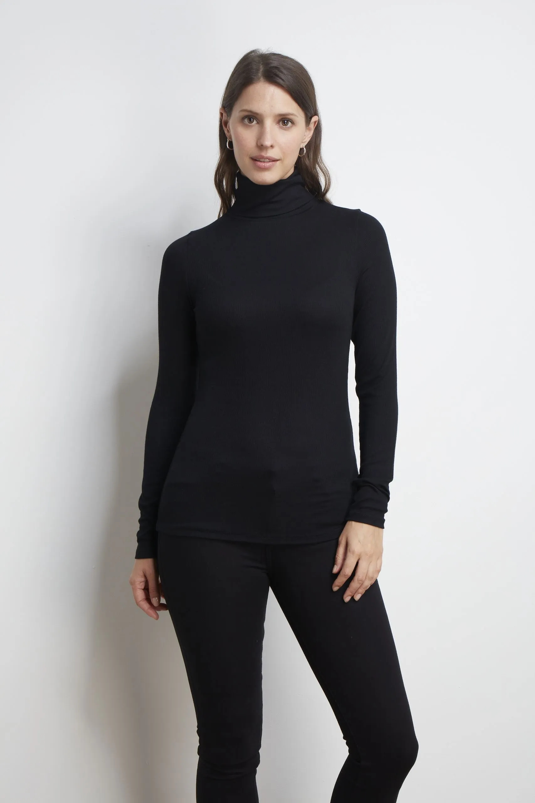 Silk Rib Roll Neck Top