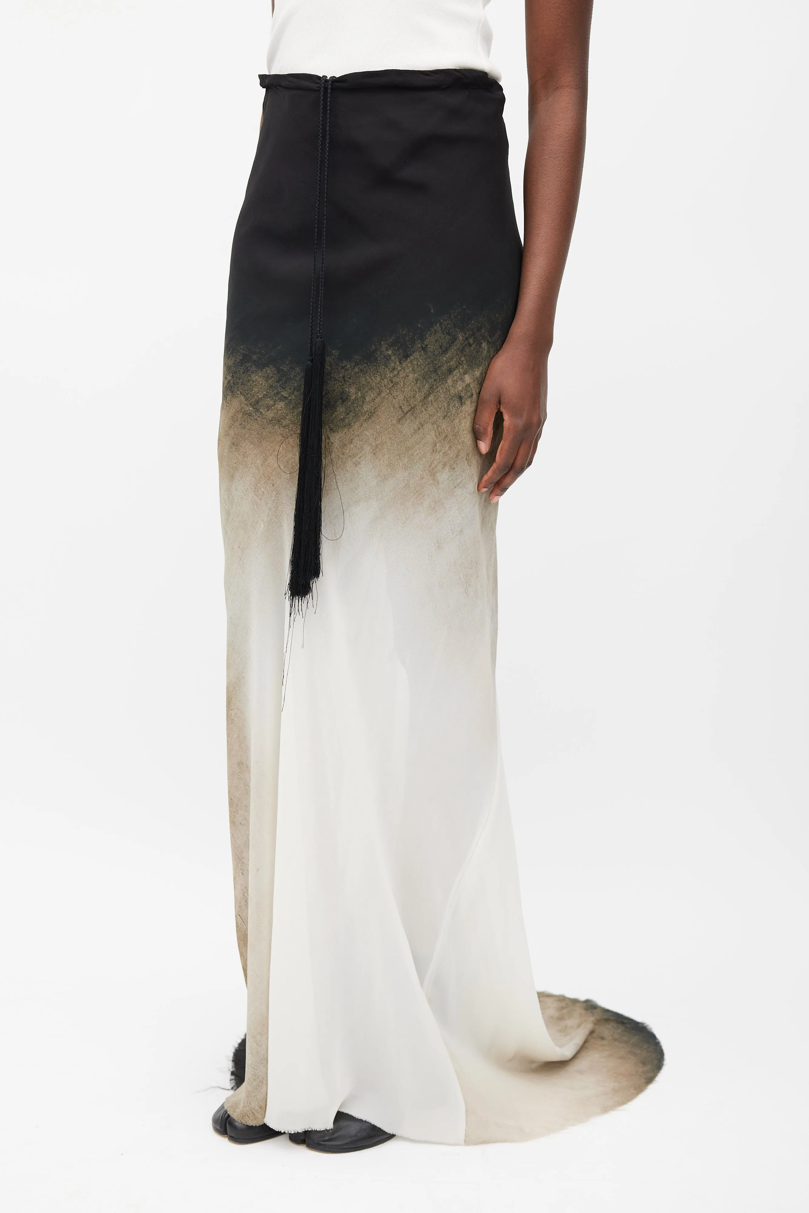Spring 2012 Black & White Silk Ombre Maxi Skirt