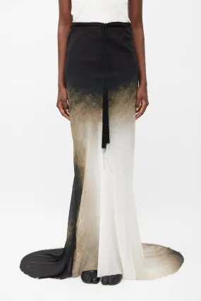 Spring 2012 Black & White Silk Ombre Maxi Skirt