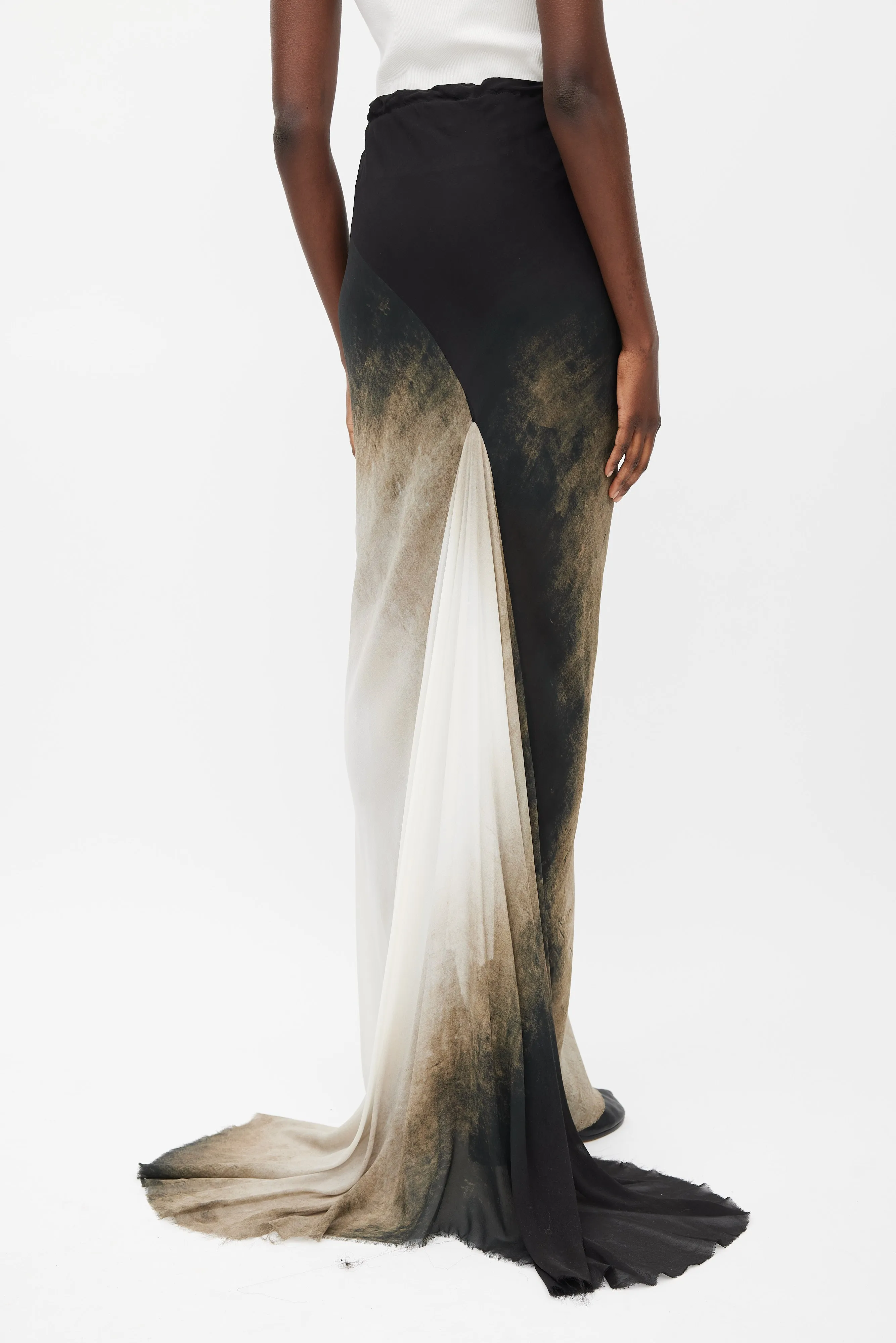 Spring 2012 Black & White Silk Ombre Maxi Skirt