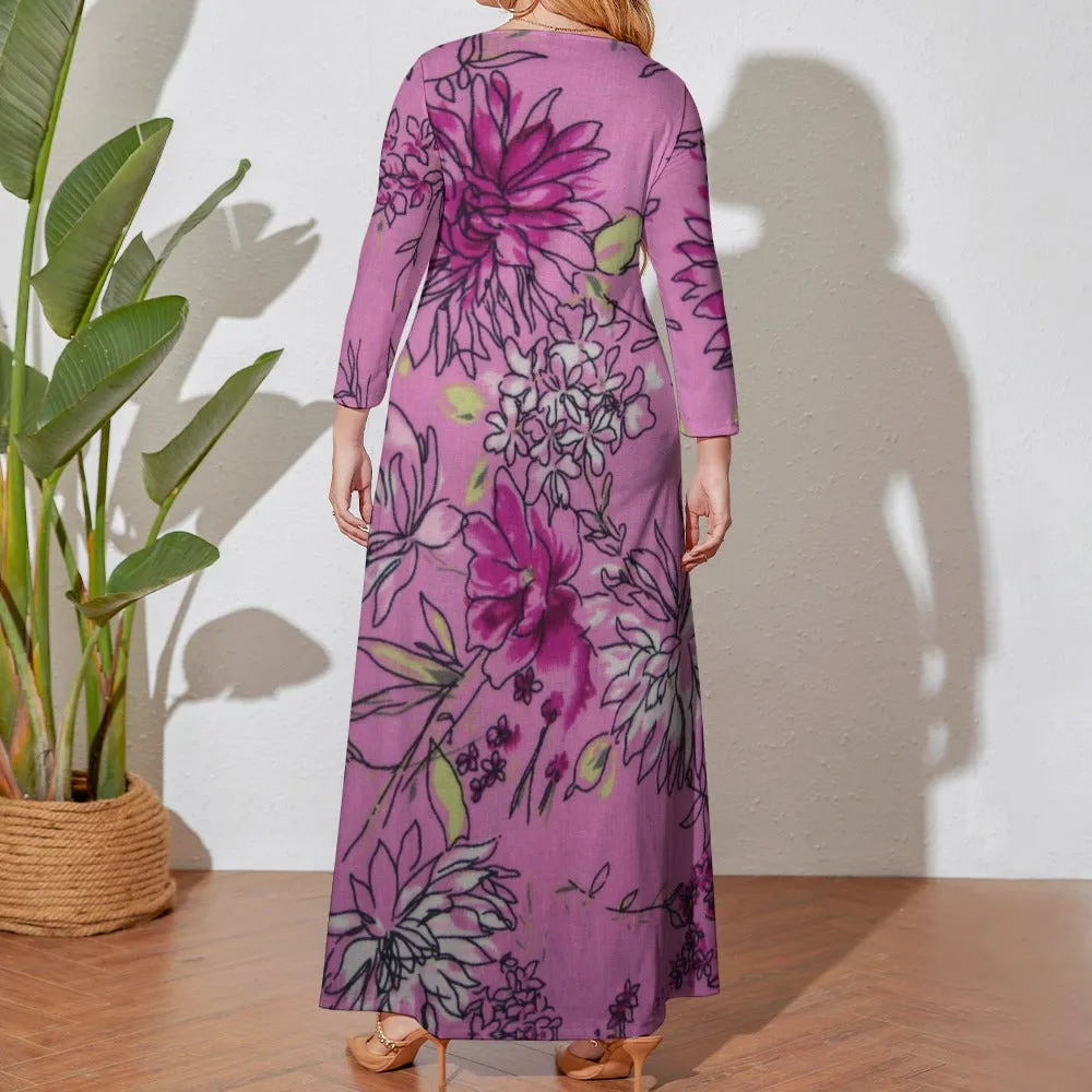 *Spring   Summer Collection* Plus Size Long Sleeve Pocket Maxi Dress