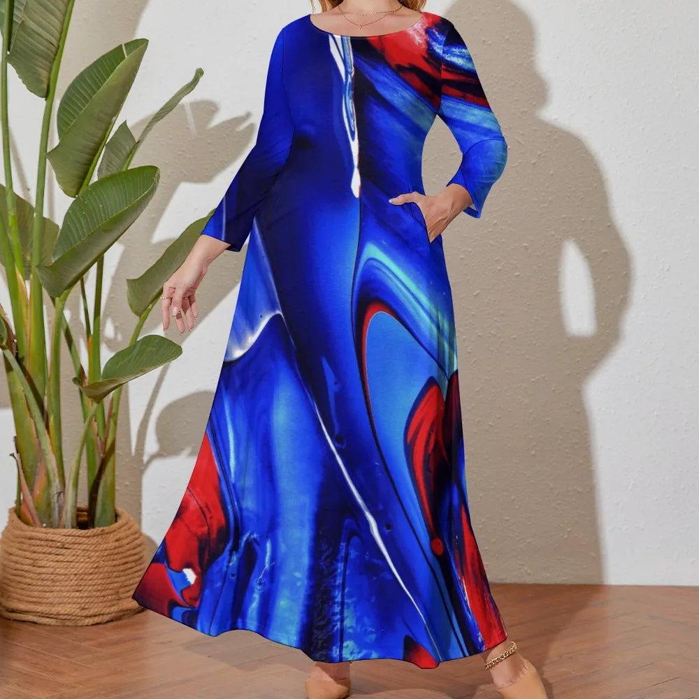 *Spring   Summer Collection* Plus Size Long Sleeve Pocket Maxi Dress