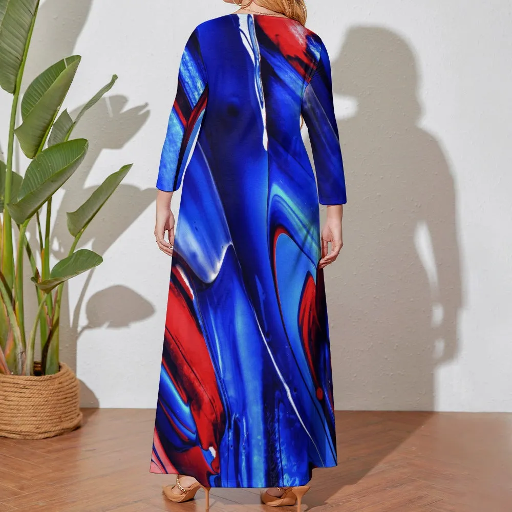 *Spring   Summer Collection* Plus Size Long Sleeve Pocket Maxi Dress