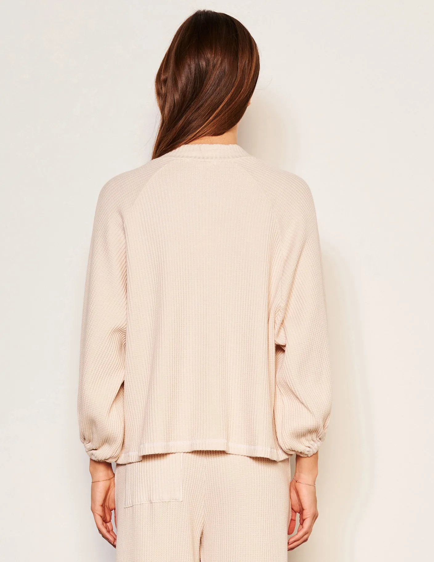 Sundry Thermal Mock Neck Dolman Shirt in Oyster