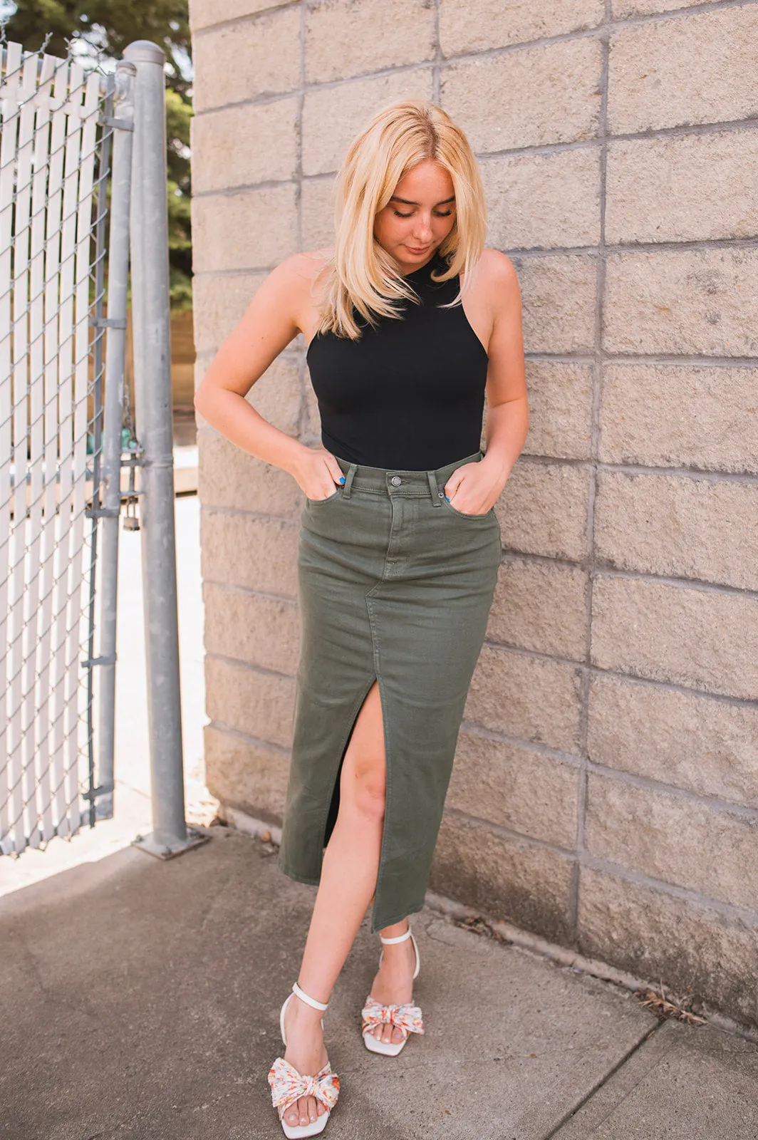 The Maxine Denim Maxi Skirt by Modern American - Army