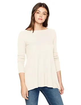 Three Dots Women's Mini Thermal Loose Long Shirt, Cream, SMALL