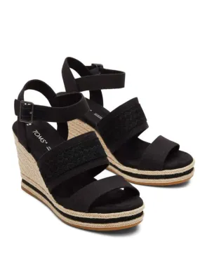 TOMS® Madelyn Black Canvas Wedge Sandal - FINAL SALE