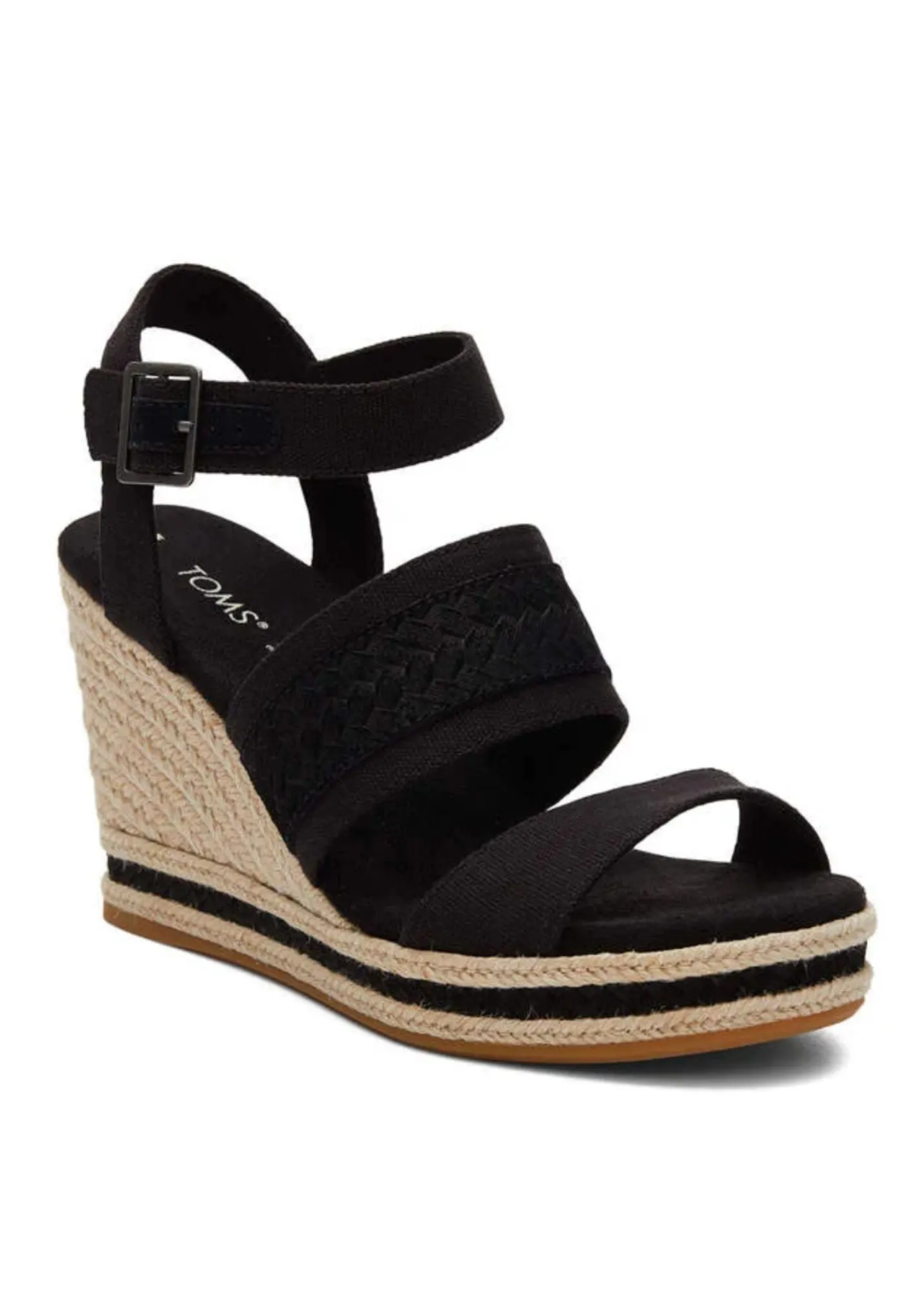 TOMS® Madelyn Black Canvas Wedge Sandal - FINAL SALE