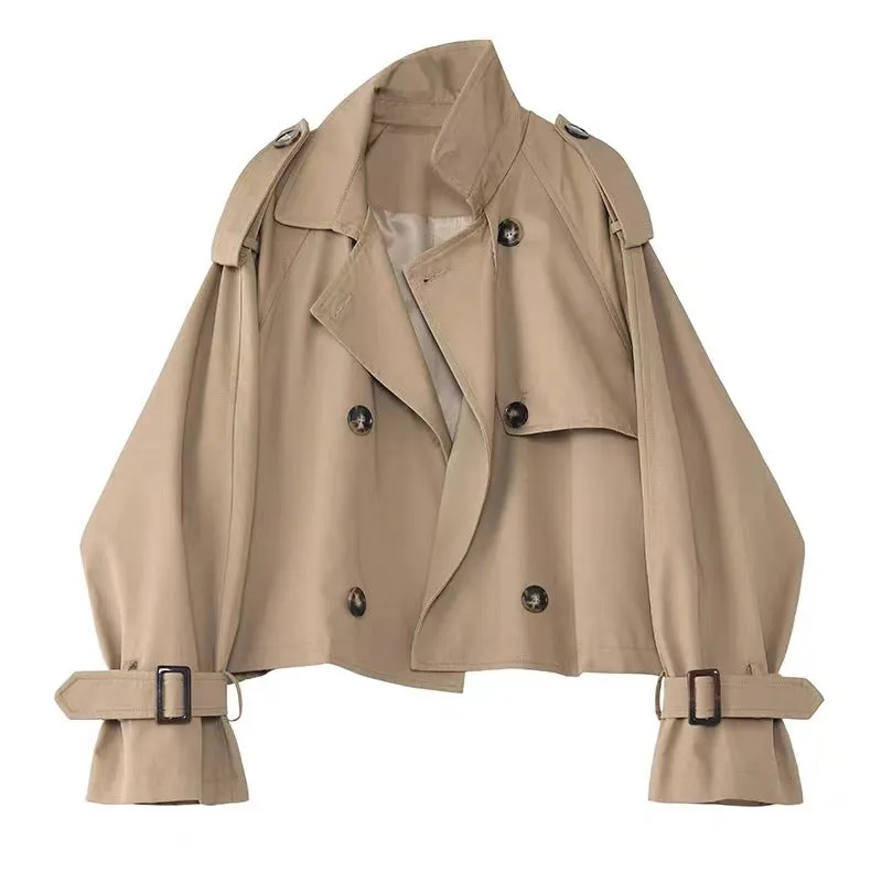 Uniwim 2024 fall fashion trends Spring and Autumn Retro Lapel Design Double Breasted Loose All-Match Long Sleeve Short Trench Coat for Women