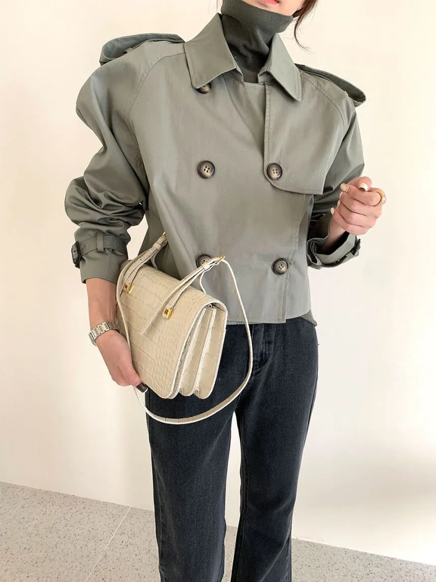 Uniwim 2024 fall fashion trends Spring and Autumn Retro Lapel Design Double Breasted Loose All-Match Long Sleeve Short Trench Coat for Women