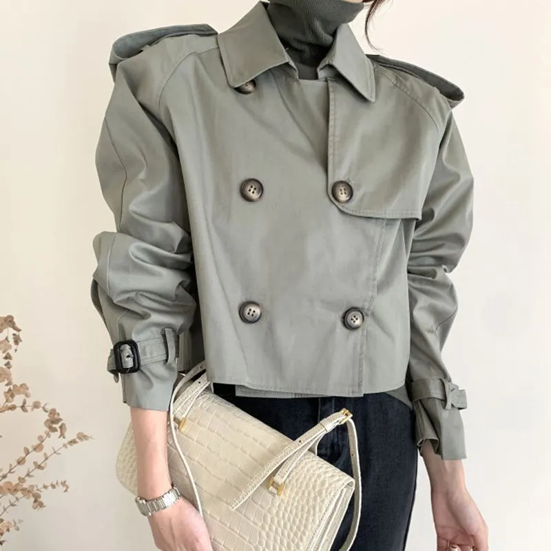 Uniwim 2024 fall fashion trends Spring and Autumn Retro Lapel Design Double Breasted Loose All-Match Long Sleeve Short Trench Coat for Women