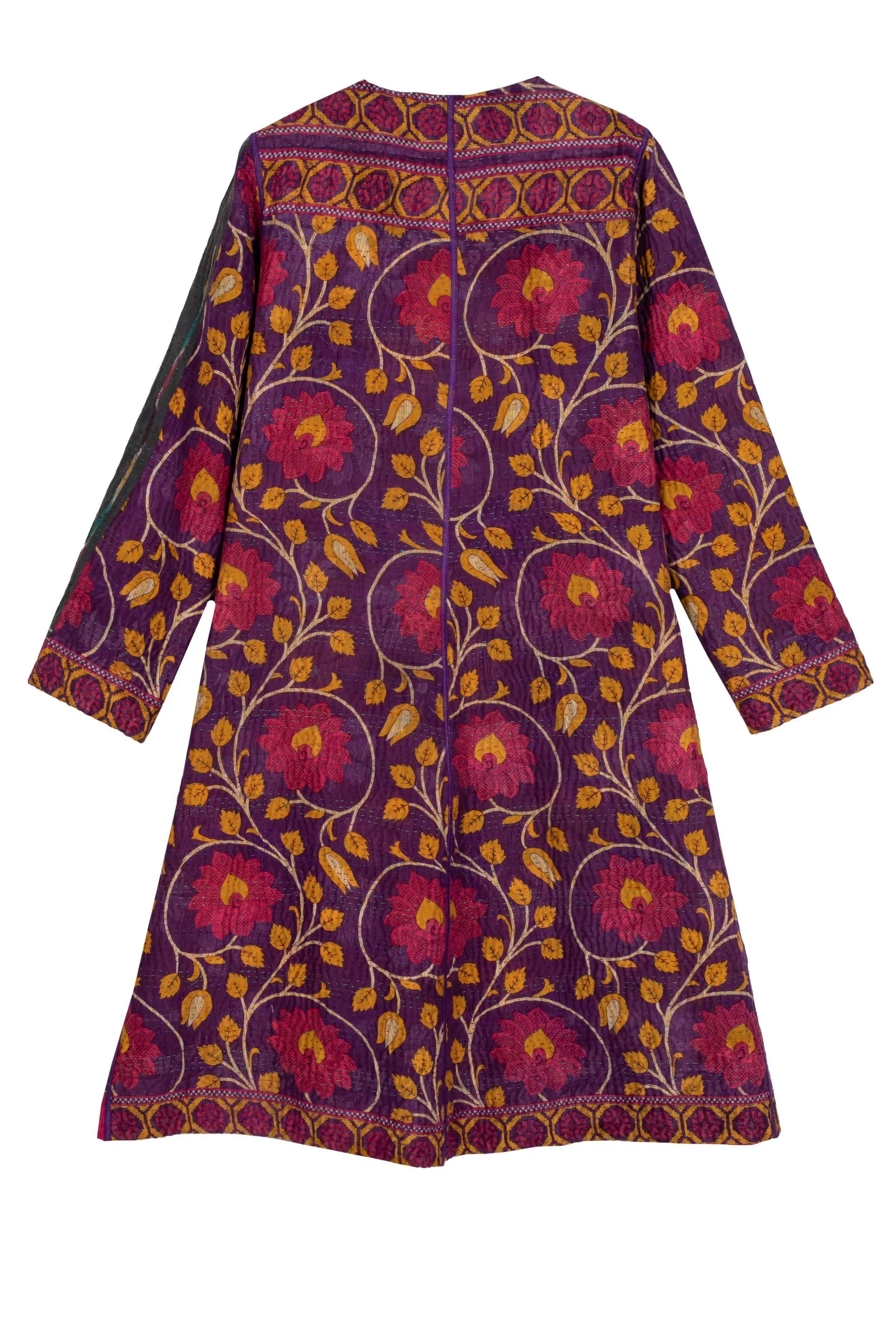 VINTAGE COTTON KANTHA CREW NECK COAT - cv4313-0014a -