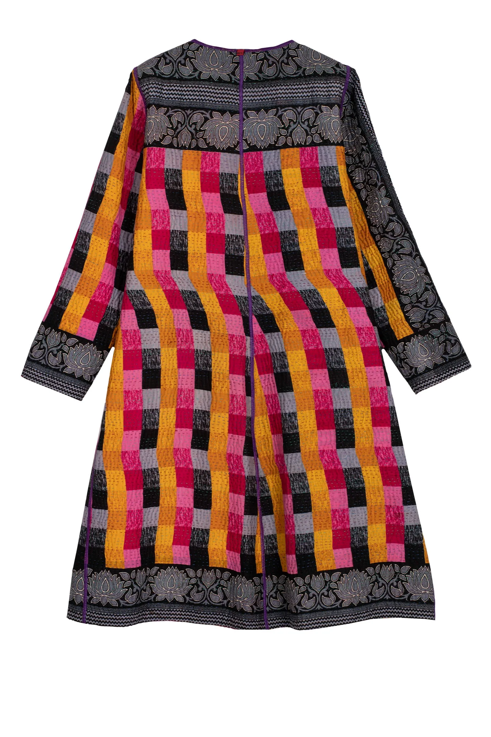 VINTAGE COTTON KANTHA CREW NECK COAT - cv4313-0014a -