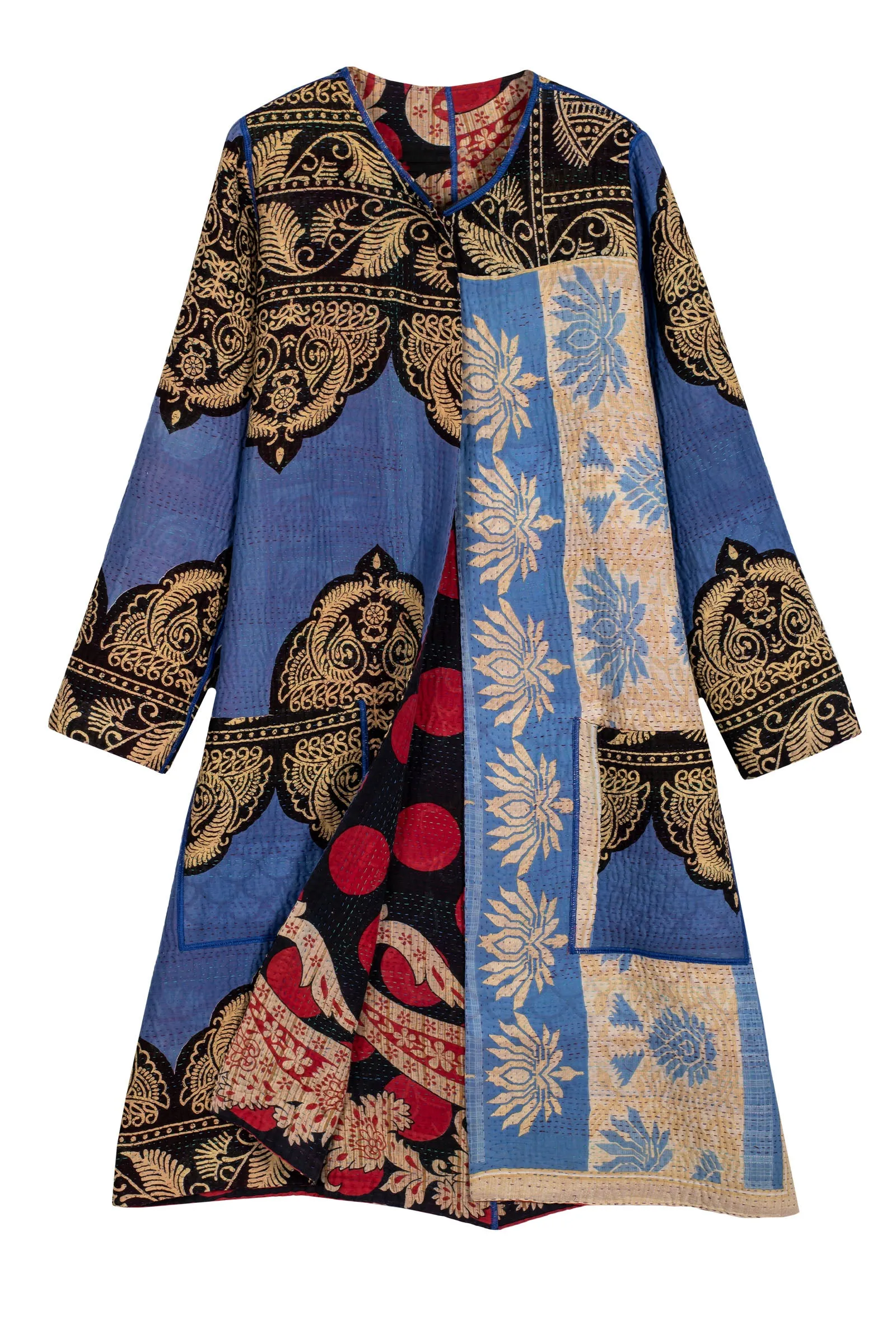 VINTAGE COTTON KANTHA CREW NECK COAT