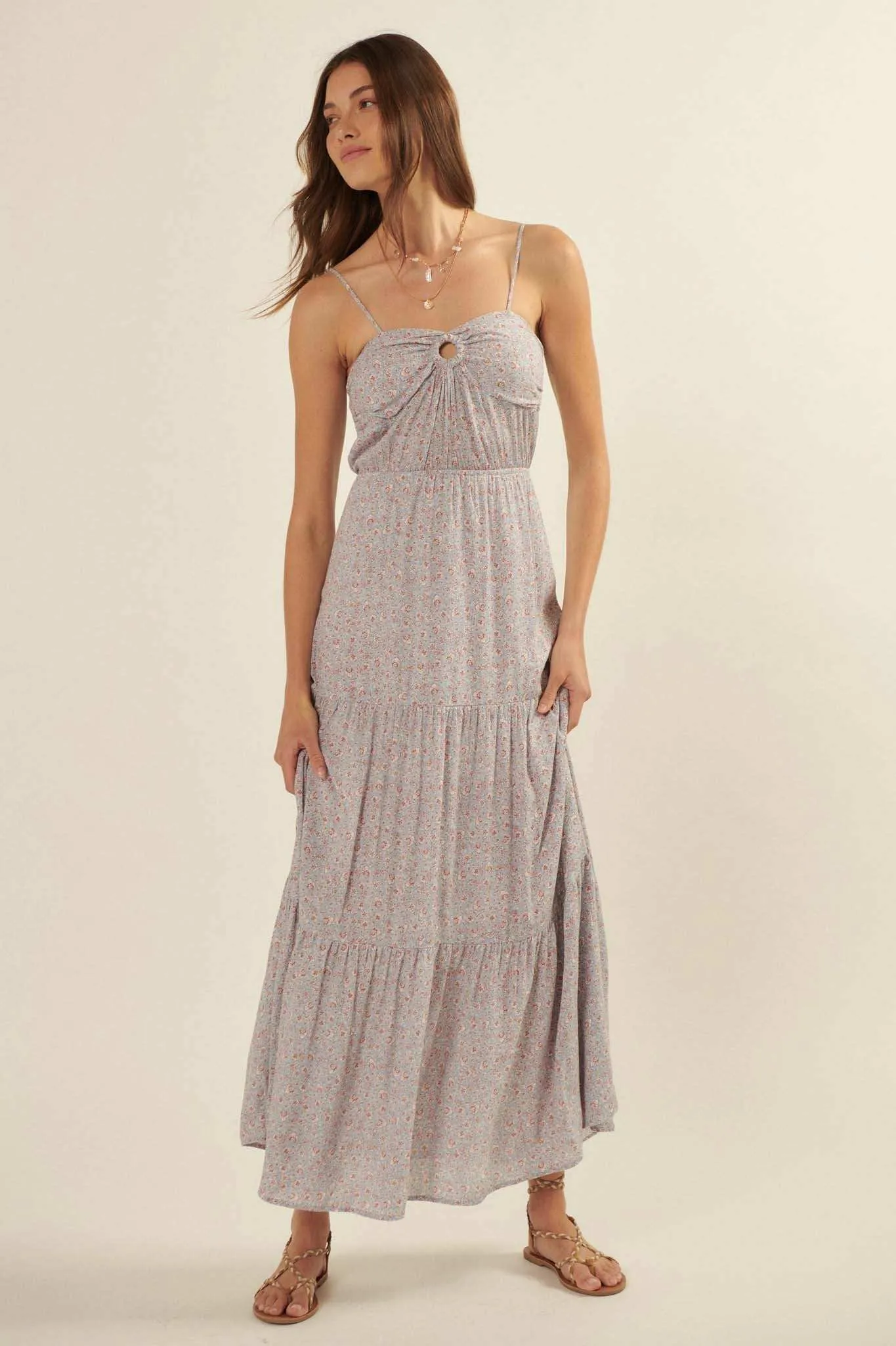 Wildflower Glen Floral O-Ring Maxi Sundress