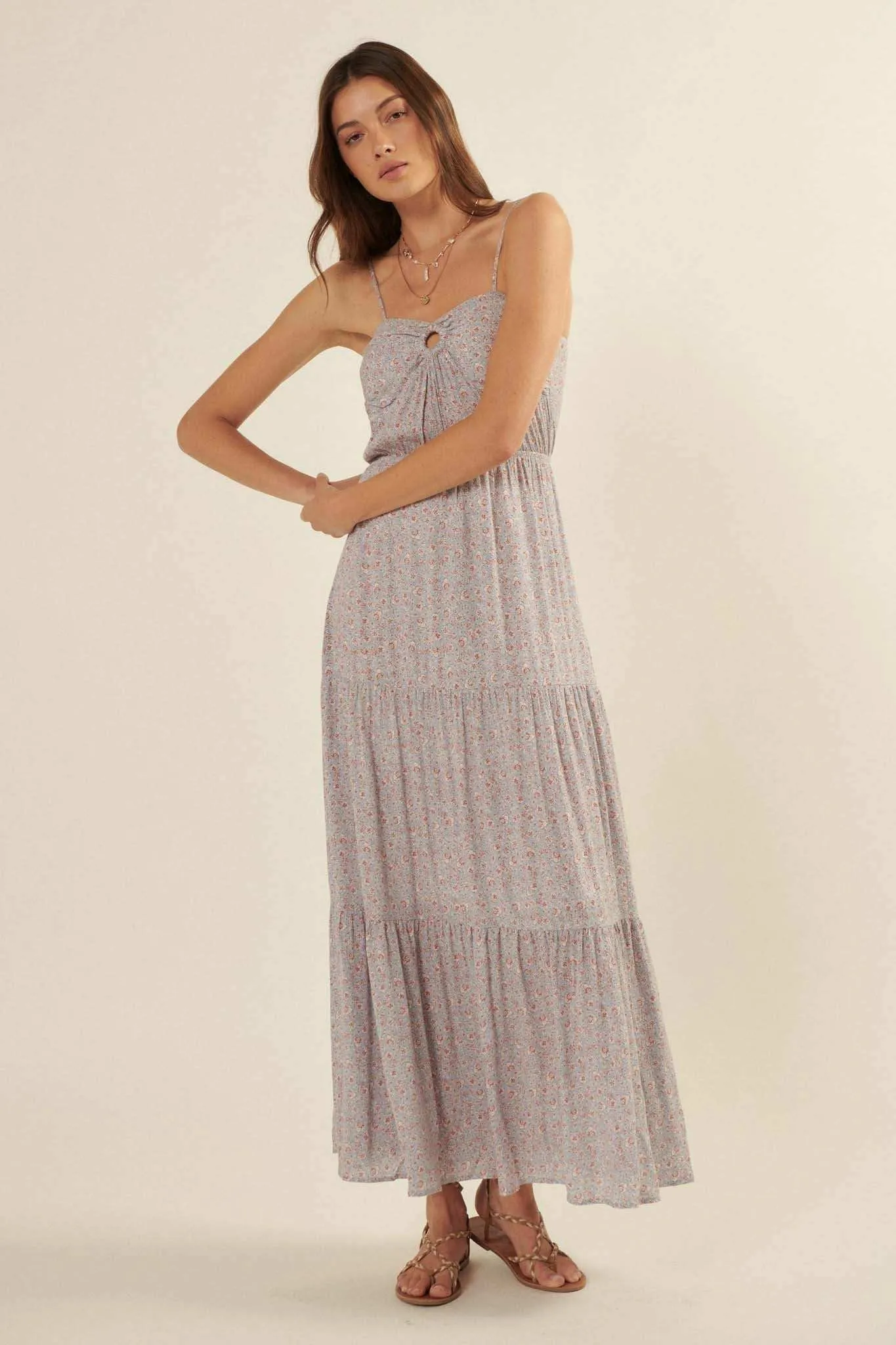 Wildflower Glen Floral O-Ring Maxi Sundress