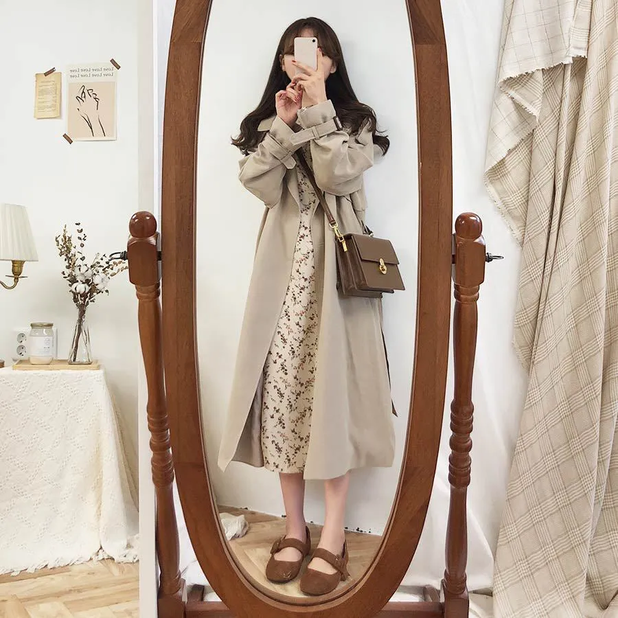 Wjczt Korean Graceful 2022 Autumn New Long Coats for Women Casual Joker Classic Solid Black Oversize Coat Lady Fashion Windbreaker