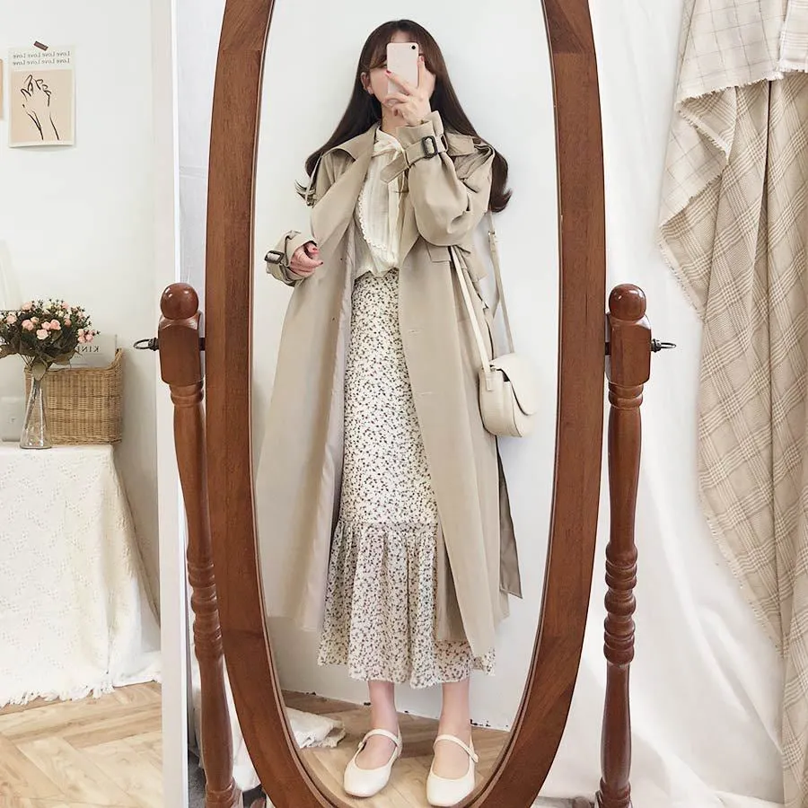 Wjczt Korean Graceful 2022 Autumn New Long Coats for Women Casual Joker Classic Solid Black Oversize Coat Lady Fashion Windbreaker