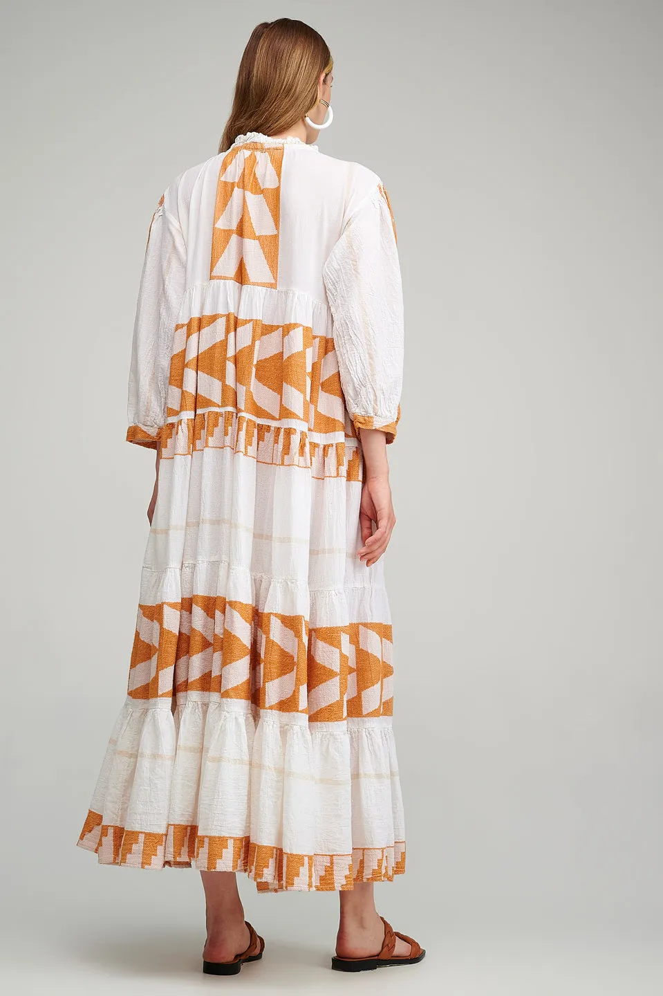 Zakar Maxi Dress in White/Camel