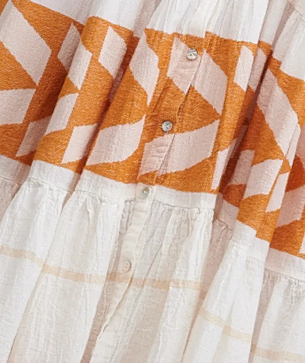 Zakar Maxi Dress in White/Camel