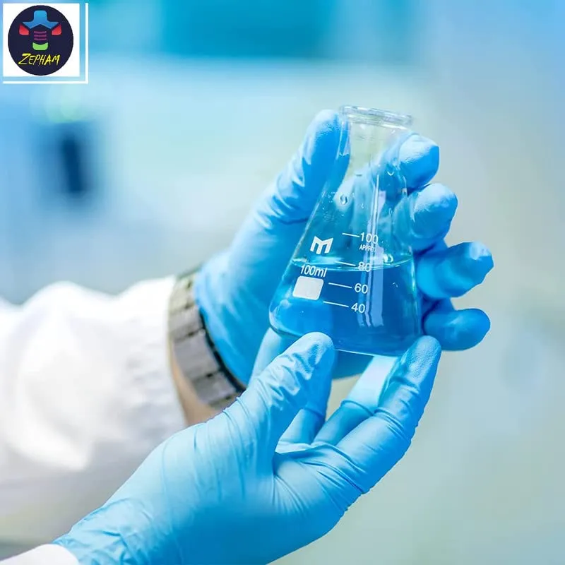 Zepham Powder-Free Nitrile Gloves, Food Grade, Non Tearable, CE & FDA Approved, Made in Malaysia, Blue- 100 Pieces (Large) Full Pcs Guaranteed, Non-Sterile