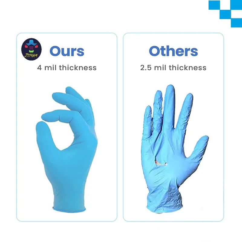 Zepham Powder-Free Nitrile Gloves, Food Grade, Non Tearable, CE & FDA Approved, Made in Malaysia, Blue- 100 Pieces (Large) Full Pcs Guaranteed, Non-Sterile